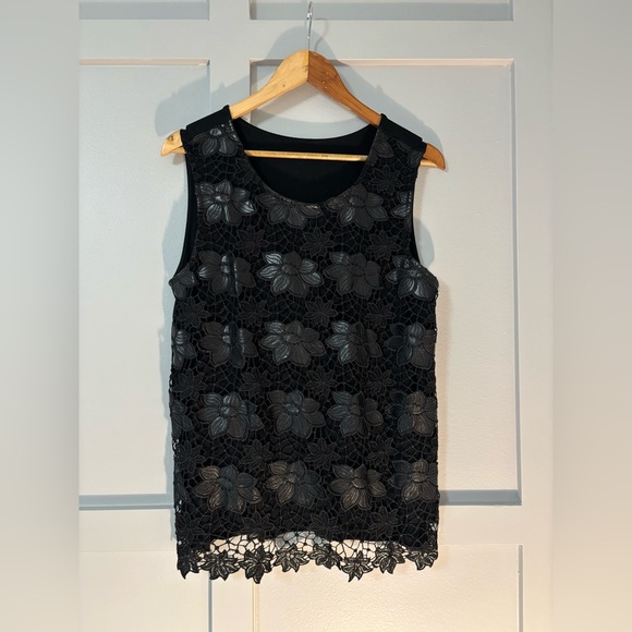 Tops - Black Floral Lace Sleeveless Top